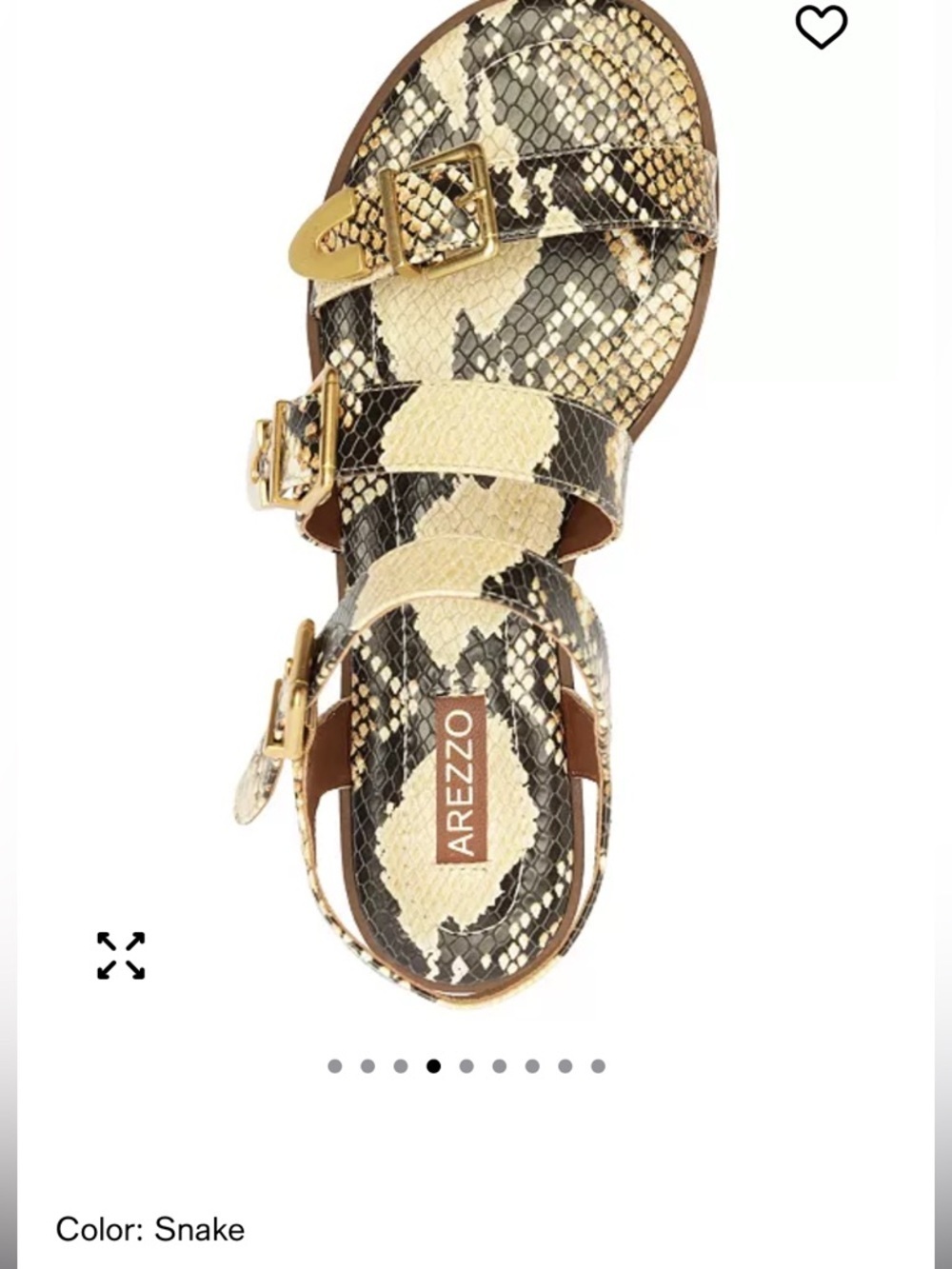 Arezzo snake print  Strappy Tan Footbed Sandals 6.5 B